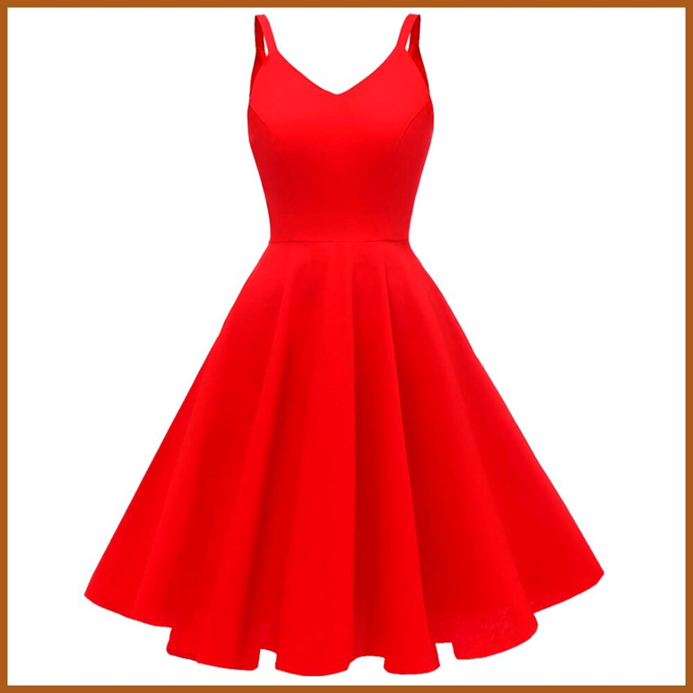 Cotton Spandex Cocktail Swing Dress with Pockets